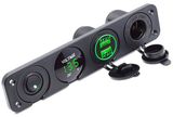 4 Function Panel Dual USB Charger Green LED Volt 12V Power Outlet on-off Toggle