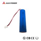 Cylindrical 3.7V 2000mAh Lithium Ion 18650 Battery Pack with Connector