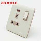 British Aluminum Plate 13A Switched Socket with Light