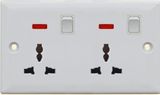 UK Double 13A Switched Socket with Neon