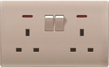 British Standard Golden Double 13A Switched Socket Outlet with Neon