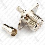 Pl259 So239 UHF Female Jack 4 Holes Flange Panel Mount Crimp Connector for Rg58 LMR195 Rg400 Rg412 Cable