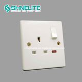 High Quality 1 Gang Switch Socket Double Pole with Neon