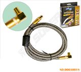Suoer 1.8m Double Loop Straight to Right Angle TV AV Cable (AV-TV08-1.8M-Gold-Double Loop-Straight to Elbow-Color Box)