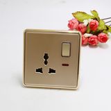 UK Standard One Gang Switched 3pin Mf Socket with Neon