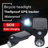 Waterproof Bicycle Headlight Salar Charging GPS Tracker