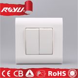 2gang Morden White Color Fire Resistant PC Electrical Switch