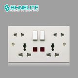 Bakelite Multi Function Socket with Neon Double Plate
