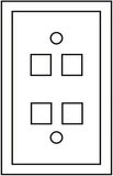 Midsize Single-Gang Quick Port Wallplate, 4-Port UL Approval