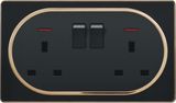 UK Double 13A Square-Pinned Switched Socket Outlet with Neon (A1)