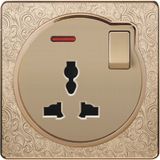 Pattern Design British Standard 15A Round-Pinned Switch Wall Socket with Neon
