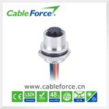 12pin M12 Panel Rear Mounting Connector IP67 Waterproof Connector Solder with Wires