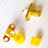 Golden RF SMA Jack Female Connector PTFE 2 Hole Flange Mount Solder Coaxial Connector