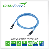 M12 8pin X-Code Male to Female Molded Cable Connector for Factory Automation