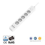 Germany Market Electric Power Bar with 5 EU AC Outlets for Home Appliances and 3 USB Charging Ports for Mobile Phones