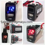 Car 2.1A USB Charger Socket + Voltmeter for Toyota Vigo Car USB