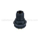 M12 4pin Male Panel Mount Connector Front Fastened with PCB Contacts for Sensor and Actuator
