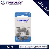 A675 1.4V China Suppliers 0.00% Mercury Cadmium Free China Fatory Zinc Air Battery for Hearing Aid