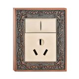 Classic Pattern Brass Wall Power Socket with Switch