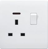 British Standard White 13A Square-Pinned Switched Socket with Neon