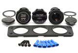 Waterproof Three Hole Panel DC12V Power Socket Dual USB 2 Port Car DC Volt Digital Voltmeter