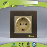 TUV, CE certified EU standard BROWN brushed aluminum schuko socket