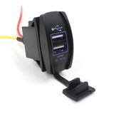 New 12-24V Waterproof Car Dual USB Socket Charger Power Adapter with Blue LED