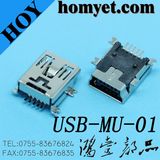 5p Mini USB Jack SMD Type Mini USB Female Connector with Mounting Pegs