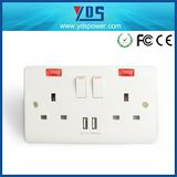 New Product for British USB Switch Socket 5V 2.1A Dual USB Port