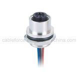 M12 4pin Female Panel Rear Mounting Connector Solder with Wires for Automation and Sensor