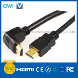 Black HDMI 19pin Plug (90degree) to Plug Cable
