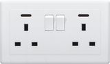 British Standard Double 13A Switched Socket Outlet with Neon