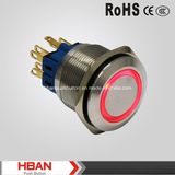 Hban (28mm) Ring-Illuminated Waterproof Metal Push Button Switch