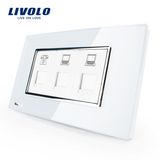 Livolo China Home Wall Gang Tel Double COM Comouter Socket (VL-C392TCC-81/82(Tel/COM/COM))