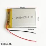 3.7V 1300mAh 504055 Lithium Polymer Battery for MP3