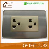 New Design Brushed Stainless Steel Double Gang Thailand Socket