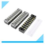 600V 15A 8 Positions Dual Rows Covered Barrier Screw Terminal Block Strip