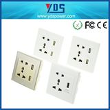 16A Input USB Wall Socket with Self Grounding, Electric Socket