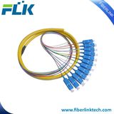 Bundle Mutil-Cores Fiber Optic Fan-out Pigtails Singlemode Multimode Sc/LC/FC/St/MTRJ/E2000 Upc/APC 12fibers Bunchy