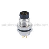 M8 4pin Male Panel Mount Connector with PCB Contacts Front Fastened