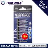 1.5V China Factory Zinc Carbon Battery Wholesale Price (R03-AAA 16PCS)