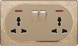 Pattern Design Metal Surface Double 13A Square-Pinned Wall Socket and Two Gang Wall Switch UK Standard