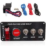 12V LED Ignition Switch Panel Engine Start Push Button Toggle Fit for Racing Car