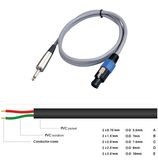 Audio Cable Speaker Microphone Cable Speakon to 6.35 mm Connector OFC