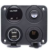 Dual USB Socket Charger 2.1A&2.1A + LED Voltmeter + 12V Power Outlet + on-off Toggle Switch Four Functions Panel for Car Boat Marine RV Truck Camper Vehicles Gp