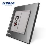 Livolo EU Modern Glass Outlet Gray Audio Socket Vl-C791ad-11/12/13/15