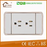 White PC Double 3pole Wall Switch Socket