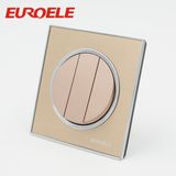 3 Gang 250V/10A 86*86mm Gold Color Acrylic Round Wall Switch