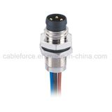 M8 3pin Male Panel Mount Connector for Sensor with Wire Rear Fastened