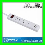 4 Outlets Power Strip with USB Ports for America Market